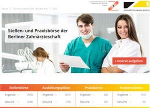 Startseite der Stellen- und Praxisbörse der Berliner Zahnärzteschaft